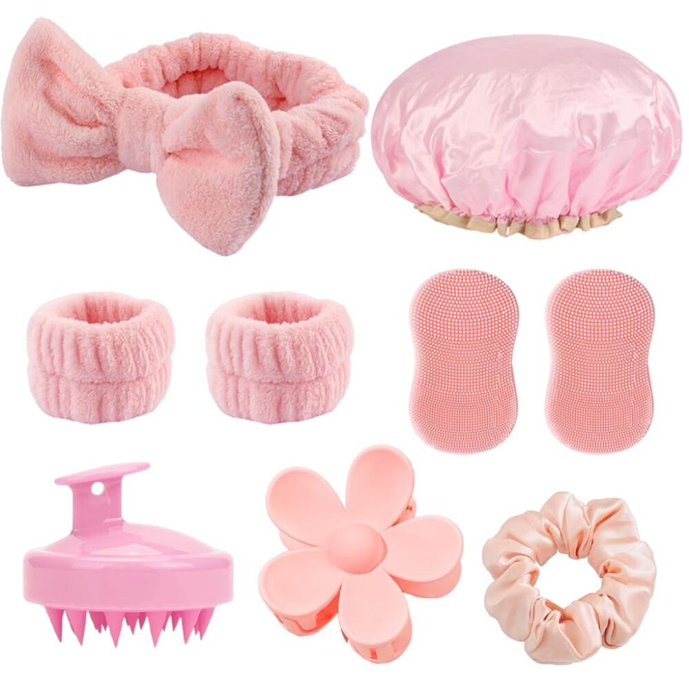 Skincare Headband Set With Facial Brushes Shampoo Tool Spa Essentials
